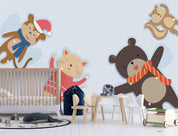 3D Cartoon Monkey Cat Bear Squirrel Animal Wall Mural Wallpaper LXL- Jess Art Decoration