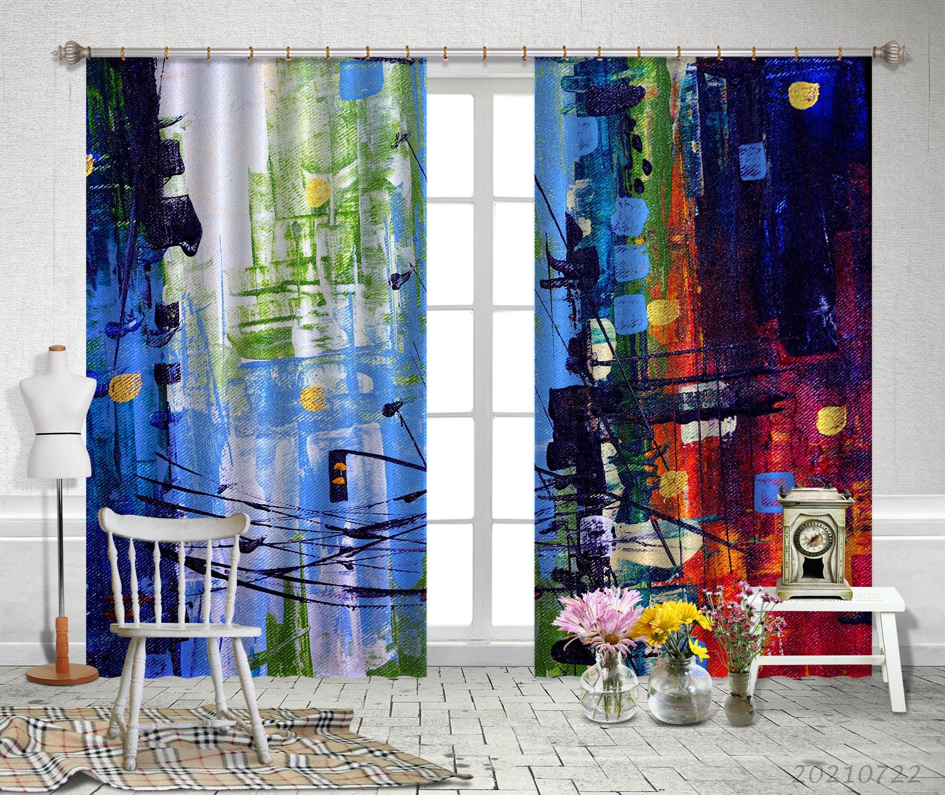 3D Abstract Color Graffiti Curtains and Drapes LQH 240- Jess Art Decoration