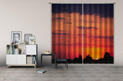3D Wood Frame Red Sky Sunrise Scenery Curtains and Drapes GD 2231- Jess Art Decoration