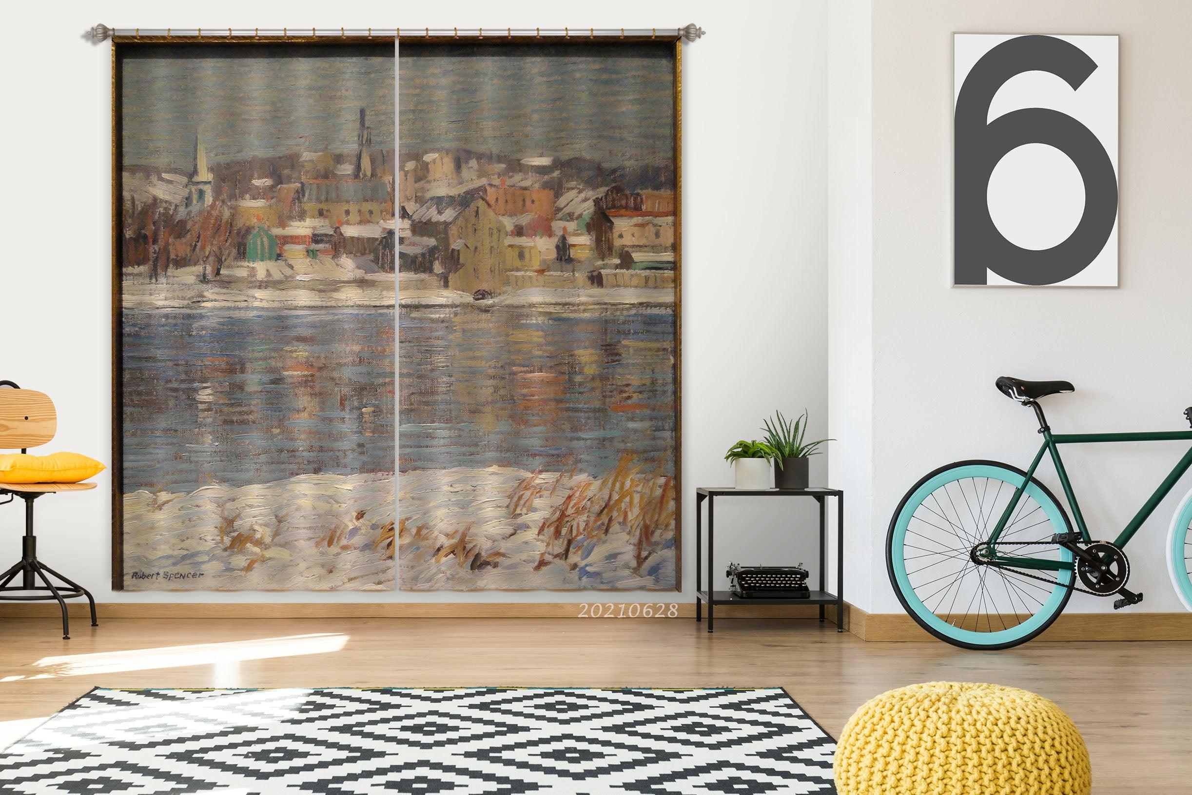 3D Landscape Oil Painting Curtains and Drapes LQH 36- Jess Art Decoration