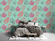 3D Green Floral Leaves Wall Mural Wallpaper SF 35- Jess Art Decoration
