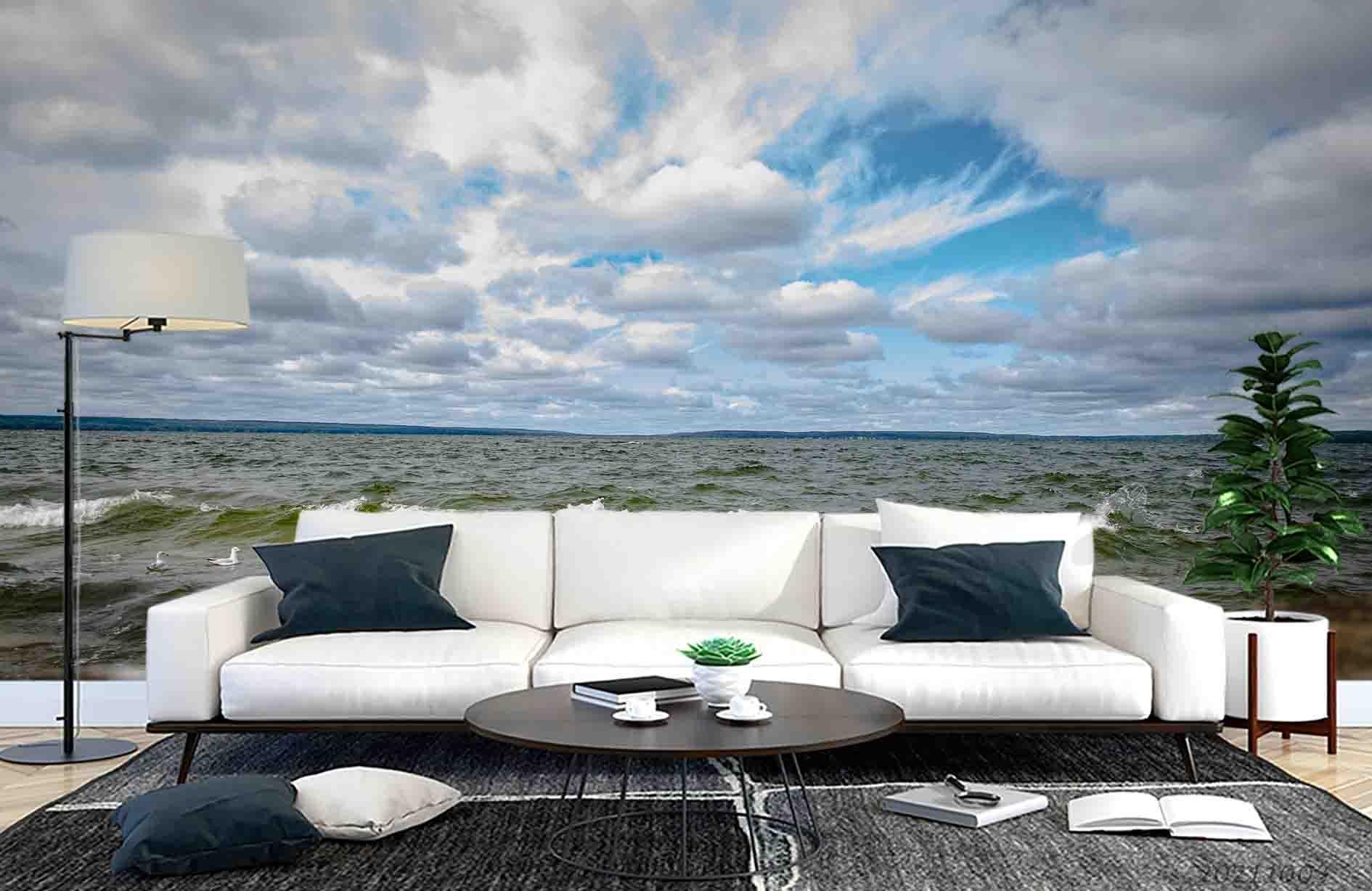 3D Blue Sky Cloud Sea Landscape Wall Mural Wallpaper LQH 403- Jess Art Decoration