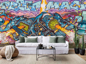 3D Cartoon Colorful Graffiti Wall Mural Wallpaper16- Jess Art Decoration
