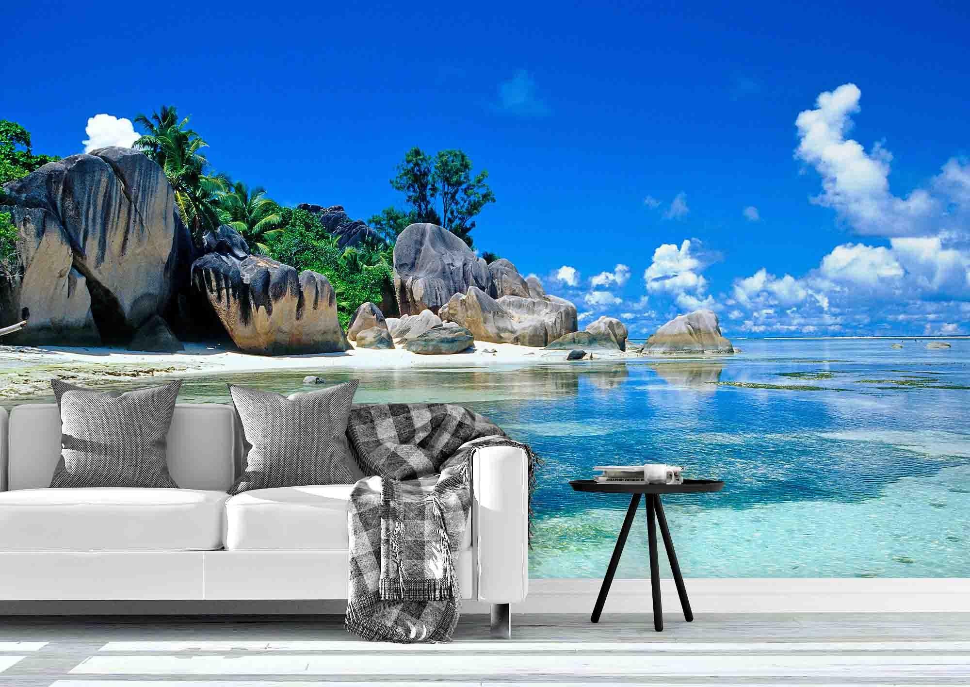 3D Sea Sky Reef Trees Wall Mural Wallpaper 210- Jess Art Decoration