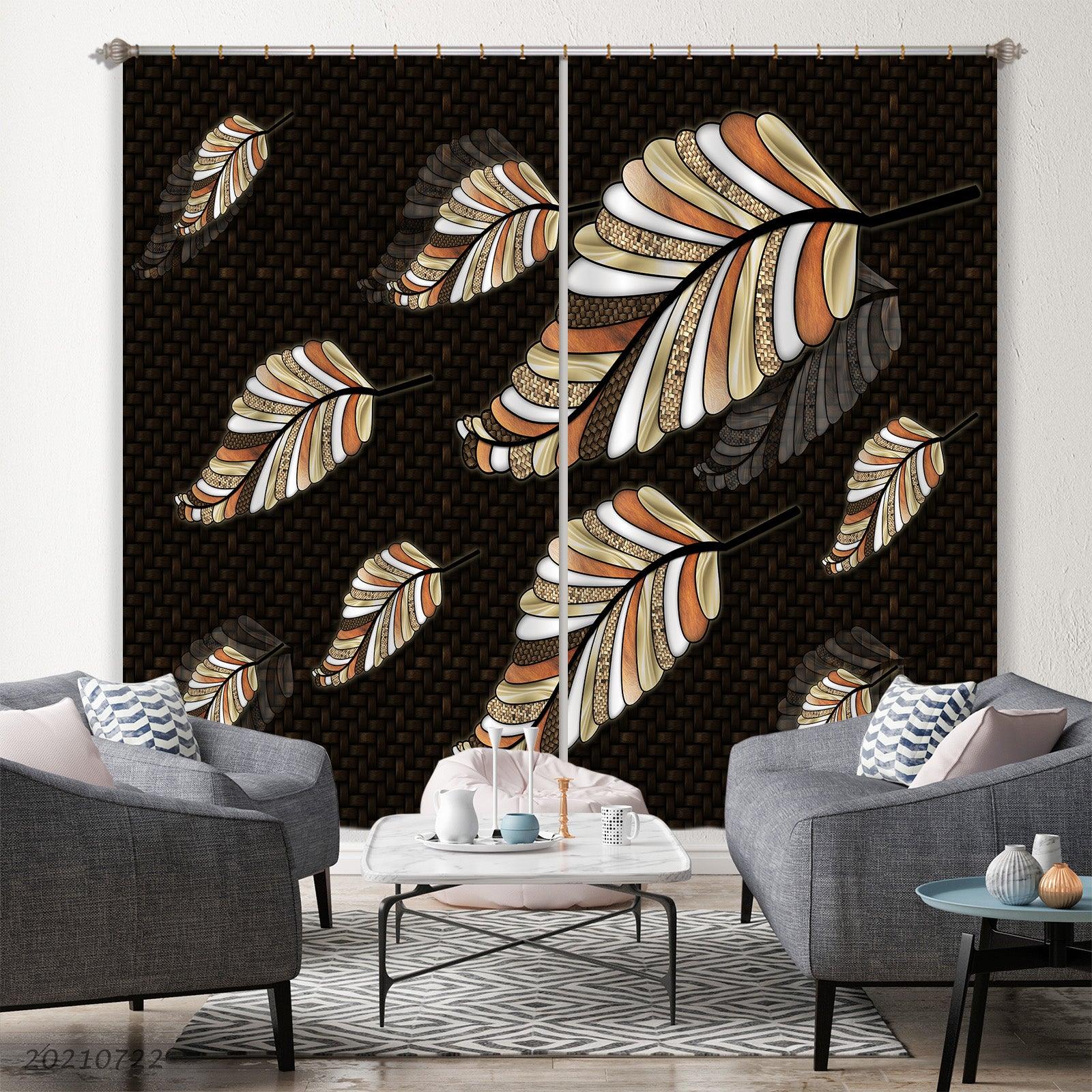 3D Abstract Artistic Leaf Curtains and Drapes LQH 3- Jess Art Decoration