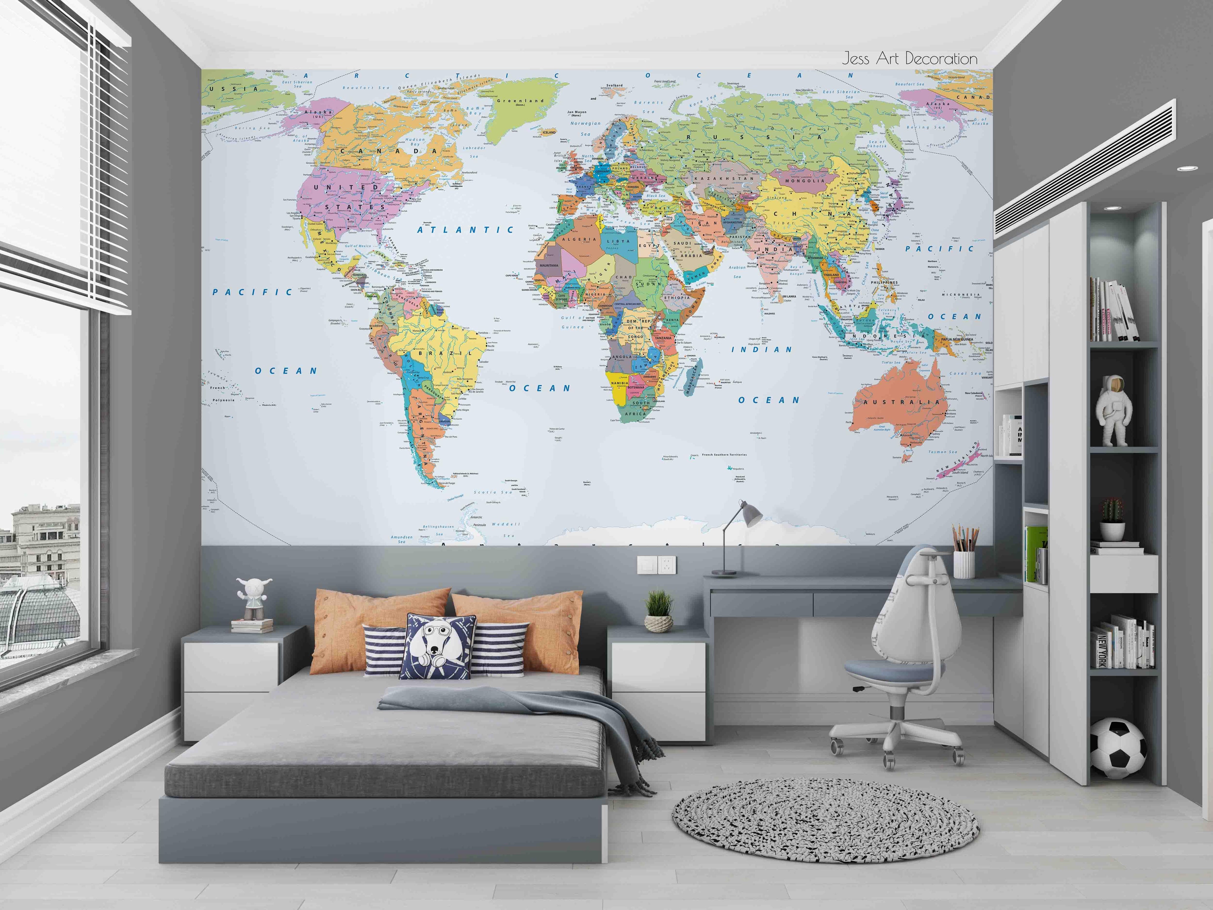 3D World Map Wall Mural Wallpaper GD 2688- Jess Art Decoration