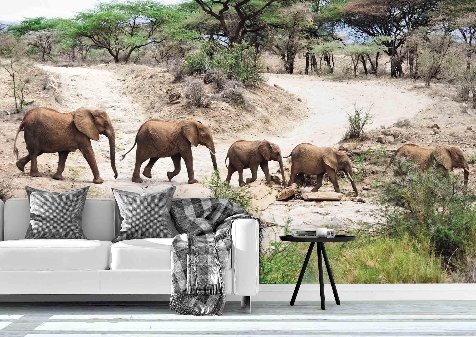 3D Elephant Forest Wall Mural Wallpaper 235- Jess Art Decoration