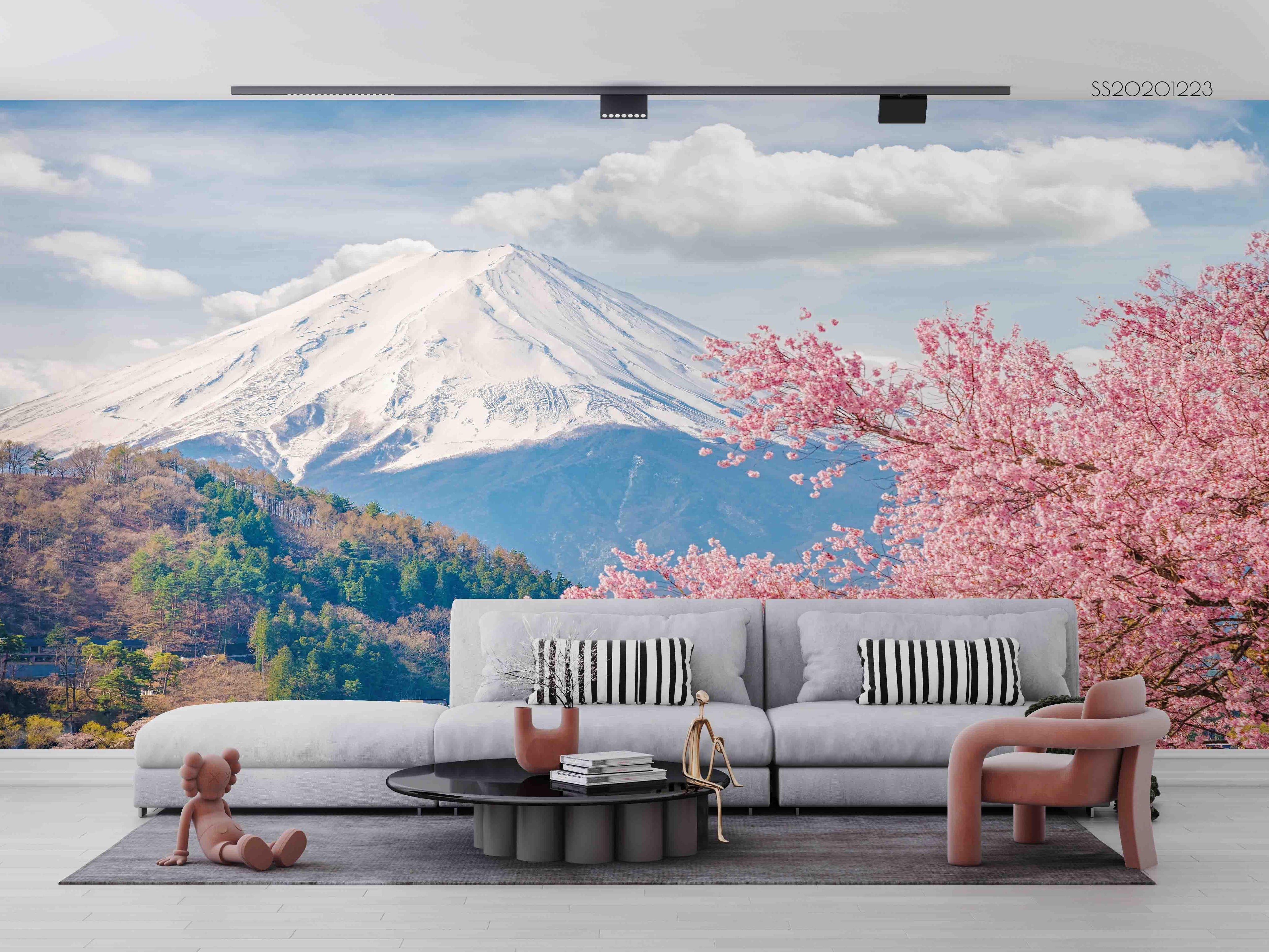 3D Japan Mount Fuji Sakura Wall Mural Wallpaper LQH 144- Jess Art Decoration