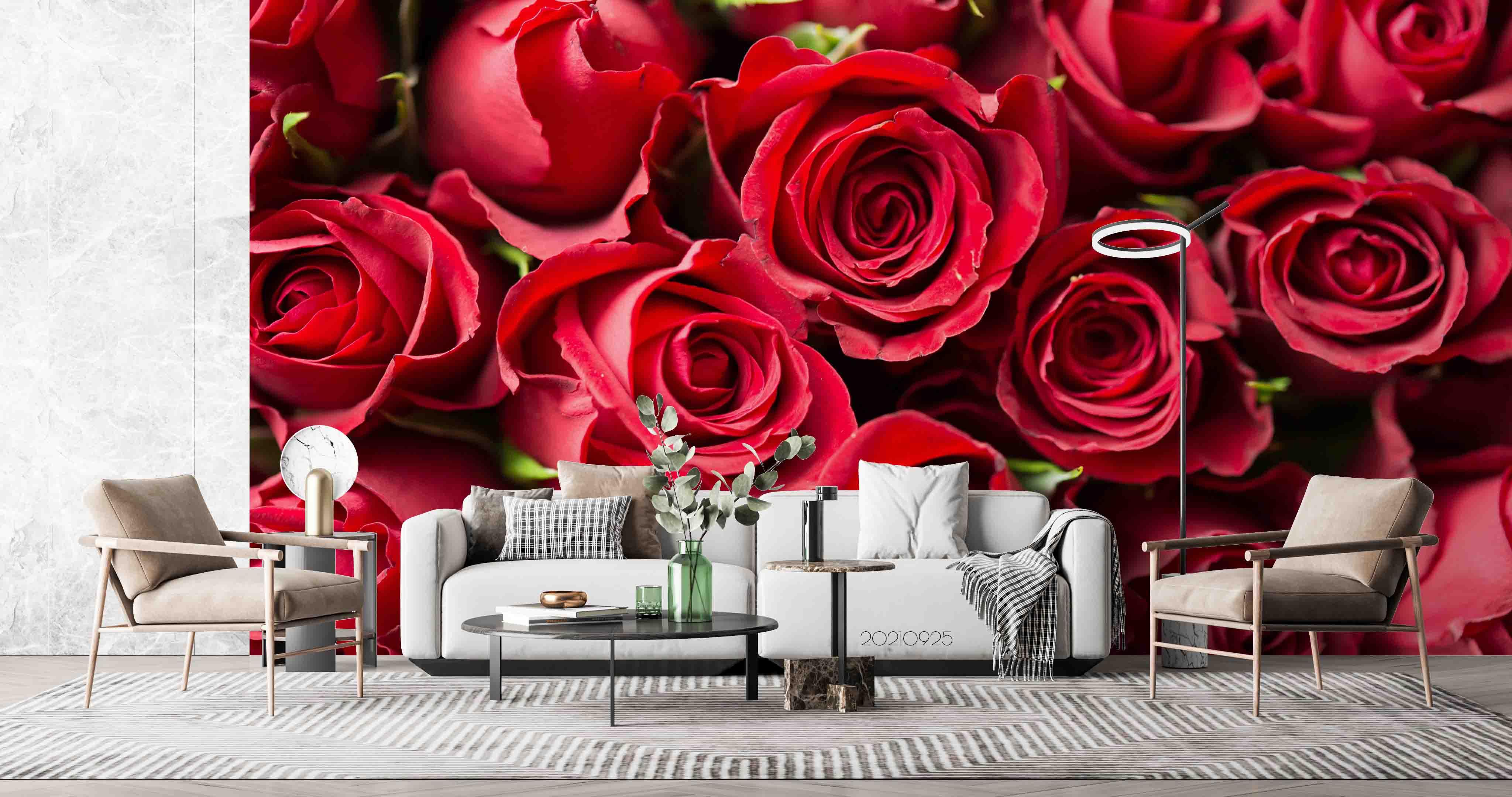 3D Red Rose Floral Wall Mural Wallpaper LQH 333- Jess Art Decoration