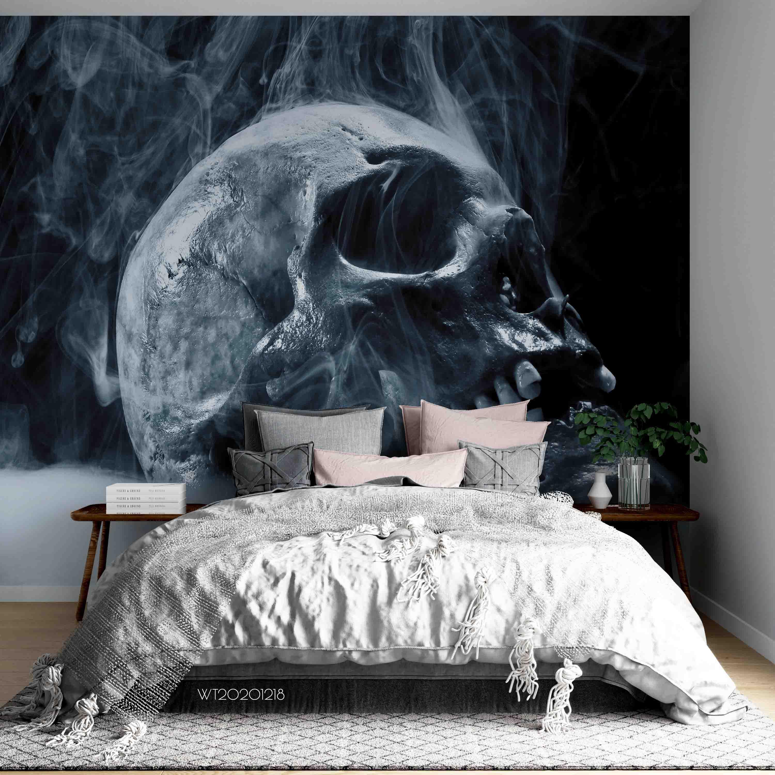 3D Skull Moon dark skull moon fantasy mural wall mural wallpaper for bedroom - view 4