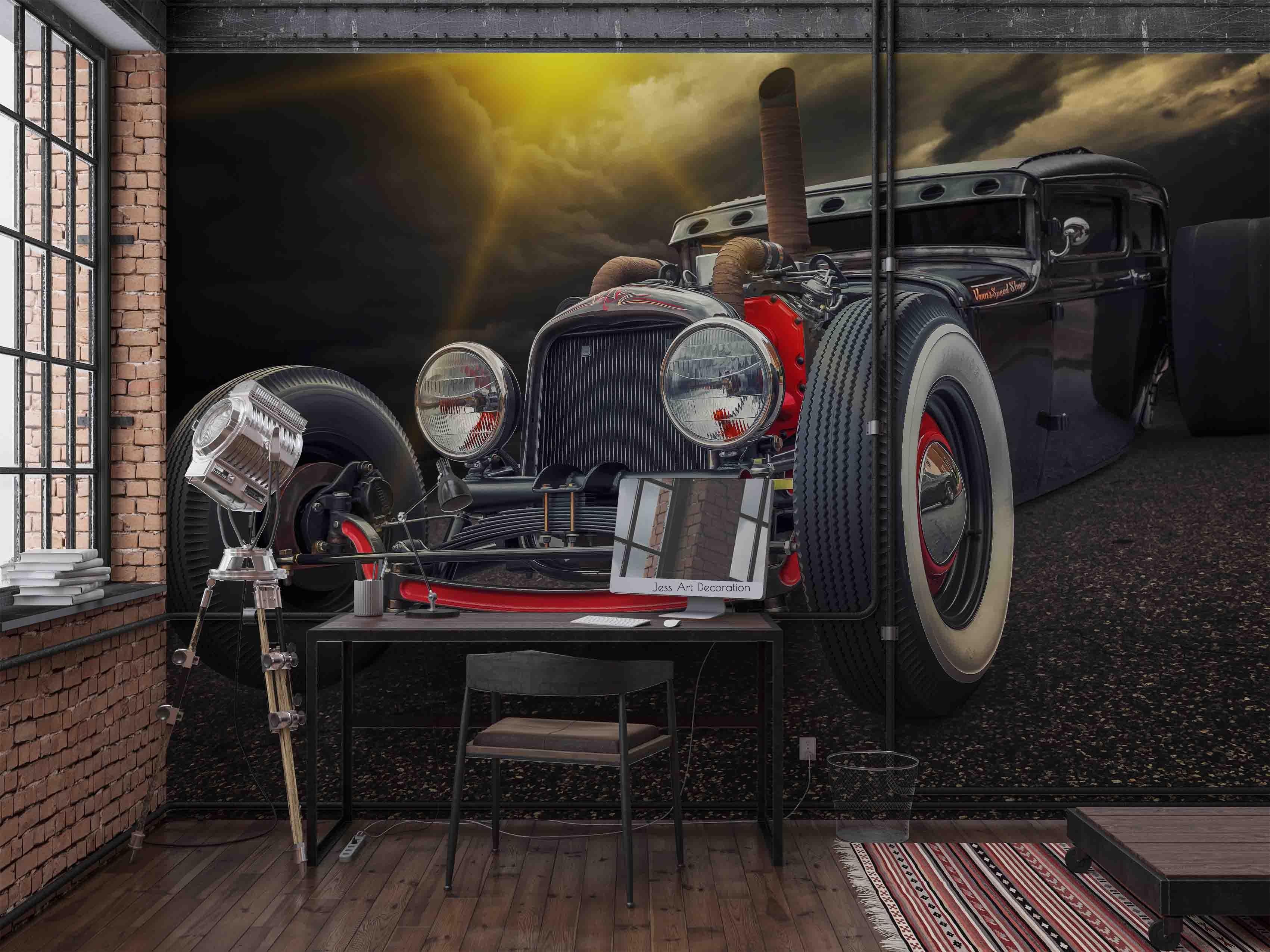 3D Vintage American Classic Car Show Wall Mural Wallpaper GD 3227- Jess Art Decoration