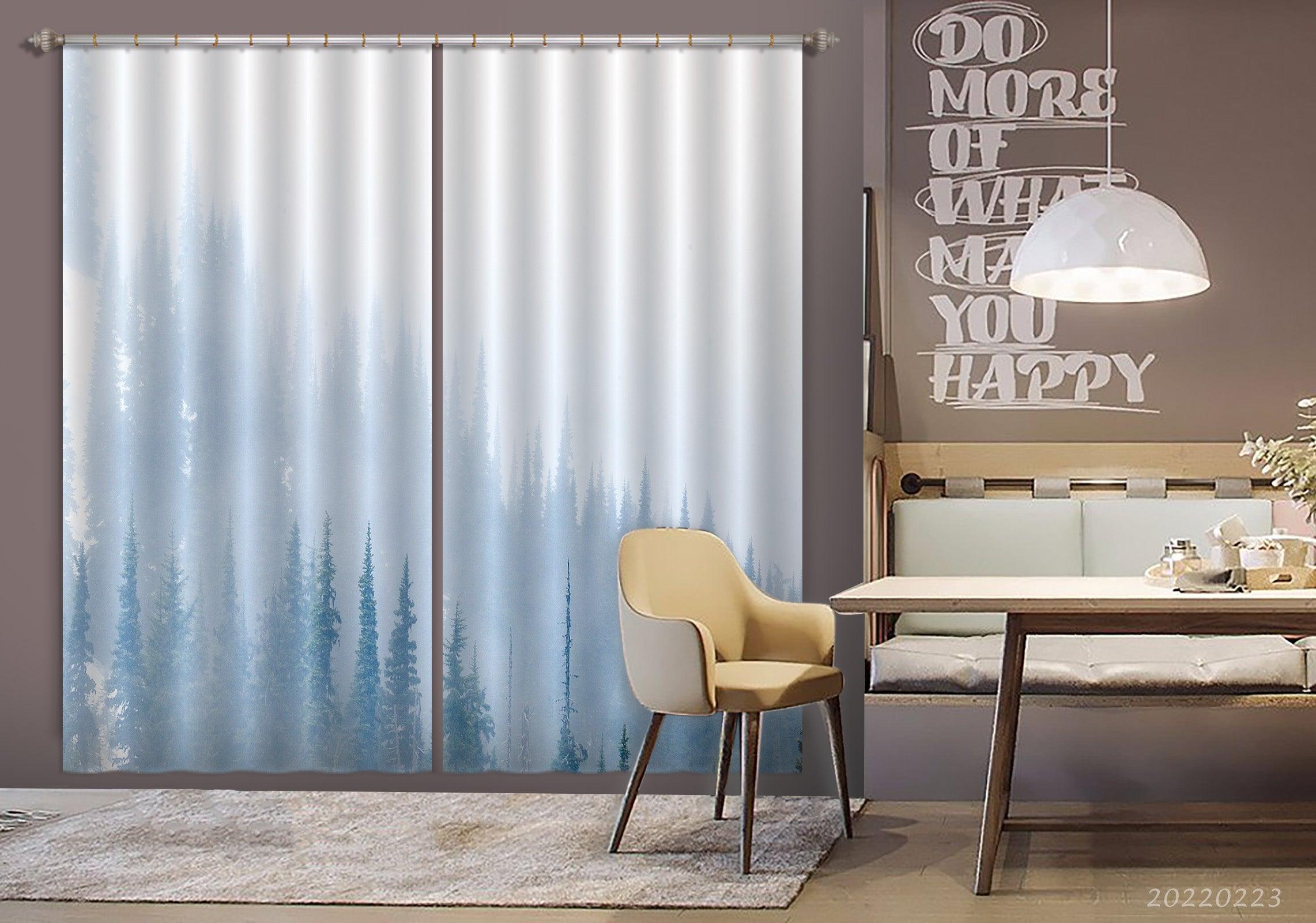 3D Woods White Mist Pattern Curtains and Drapes GD 2340- Jess Art Decoration