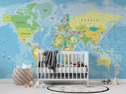 3D Blue World Map Wall Mural Wallpaper LQH 552- Jess Art Decoration