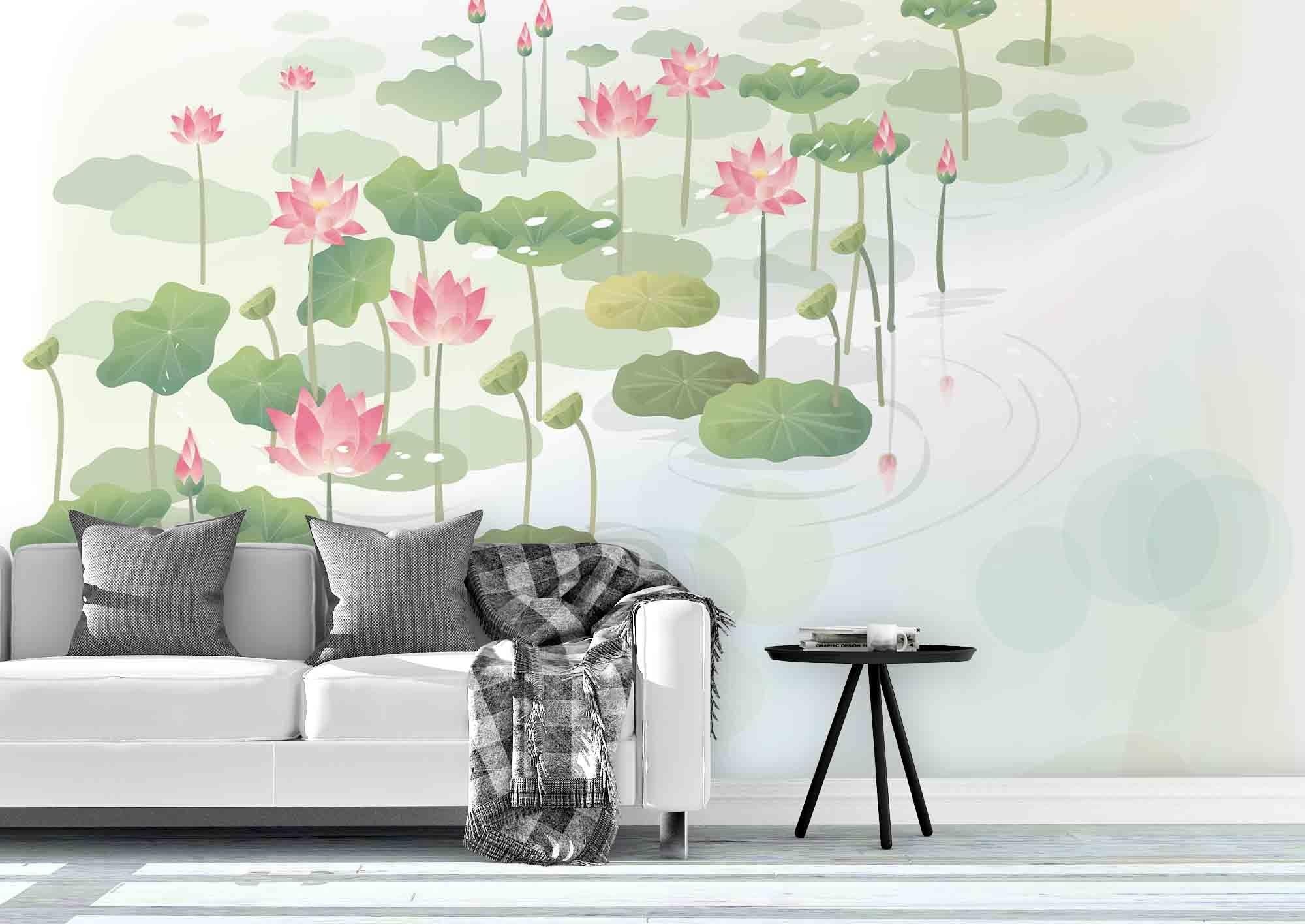 3D Lotus Leaves Wall Mural Wallpaper 223- Jess Art Decoration