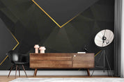 3D Golden Line Black Geometric Wall Mural Wallpaper LXL- Jess Art Decoration