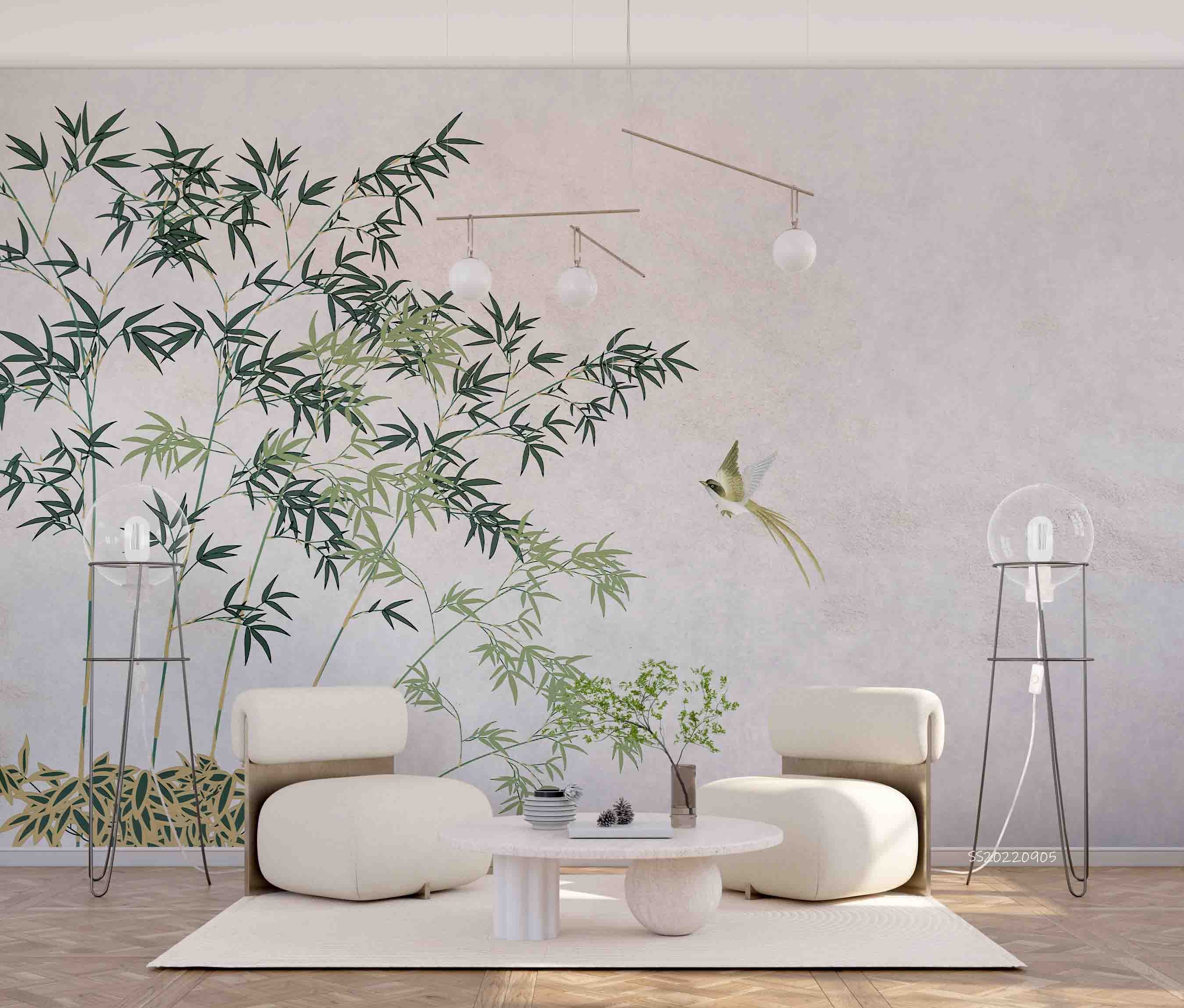 3D Chinese Bamboo Magpie Wall Mural Wallpaper GD 2562- Jess Art Decoration