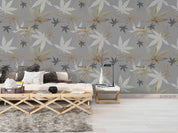 3D Hand Drawn Gray Maple Leaf Wall Mural Wallpaper LQH 55- Jess Art Decoration