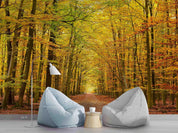 3D Golden Autumn Forest golden autumn forest path wall mural wallpaper for living room - view 8