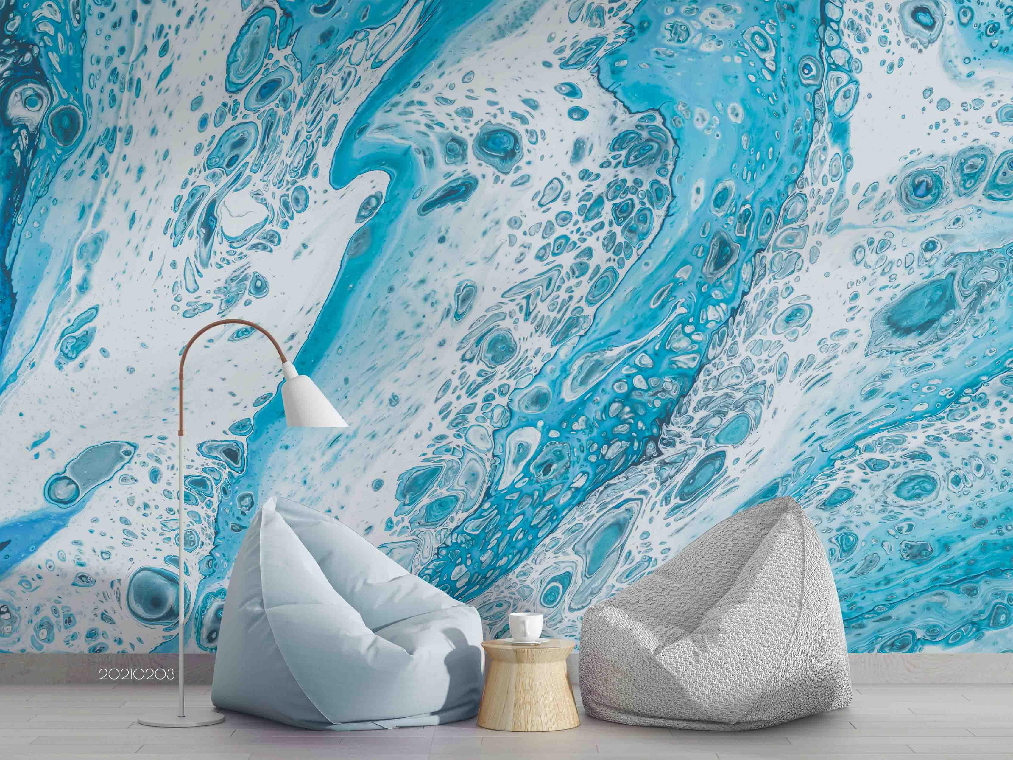 3D Abstract Blue Marble Texture Wall Mural Wallpaper LQH 278- Jess Art Decoration
