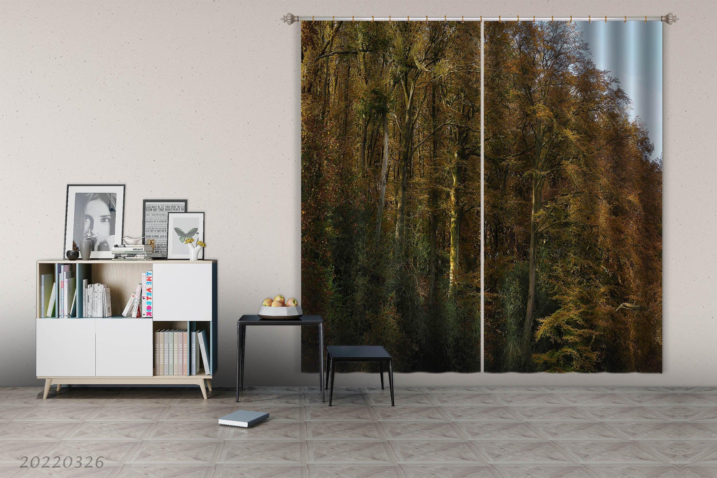 3D Landscape Mountain Forest Sunbeam Curtains and Drapes GD 2989- Jess Art Decoration