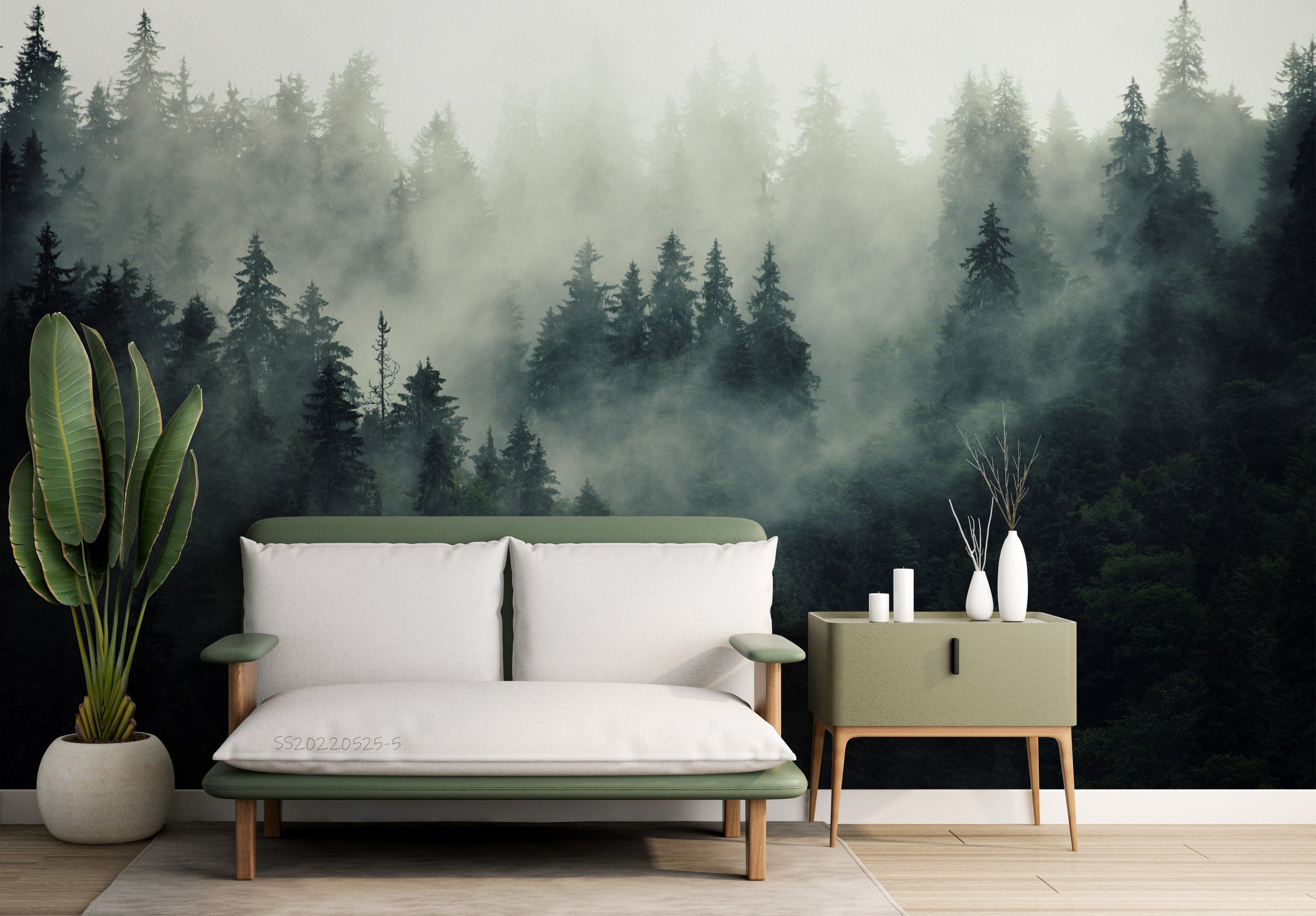 3D Dark Green Forest Trees Misty Scenery Wall Mural Wallpaper GD 949- Jess Art Decoration