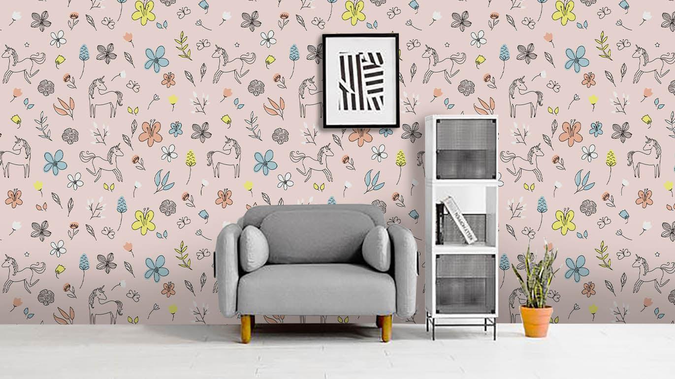 3D Pink Horse Flower Wall Mural Wallpaper 10- Jess Art Decoration