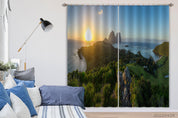 3D Landscape Mountain Green Forest Sea Sunrise Curtains and Drapes GD 4862- Jess Art Decoration