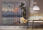 3D Beach Sea Spray Sky Blue Landscape Tropical Plant Curtains and Drapes LLL 281- Jess Art Decoration