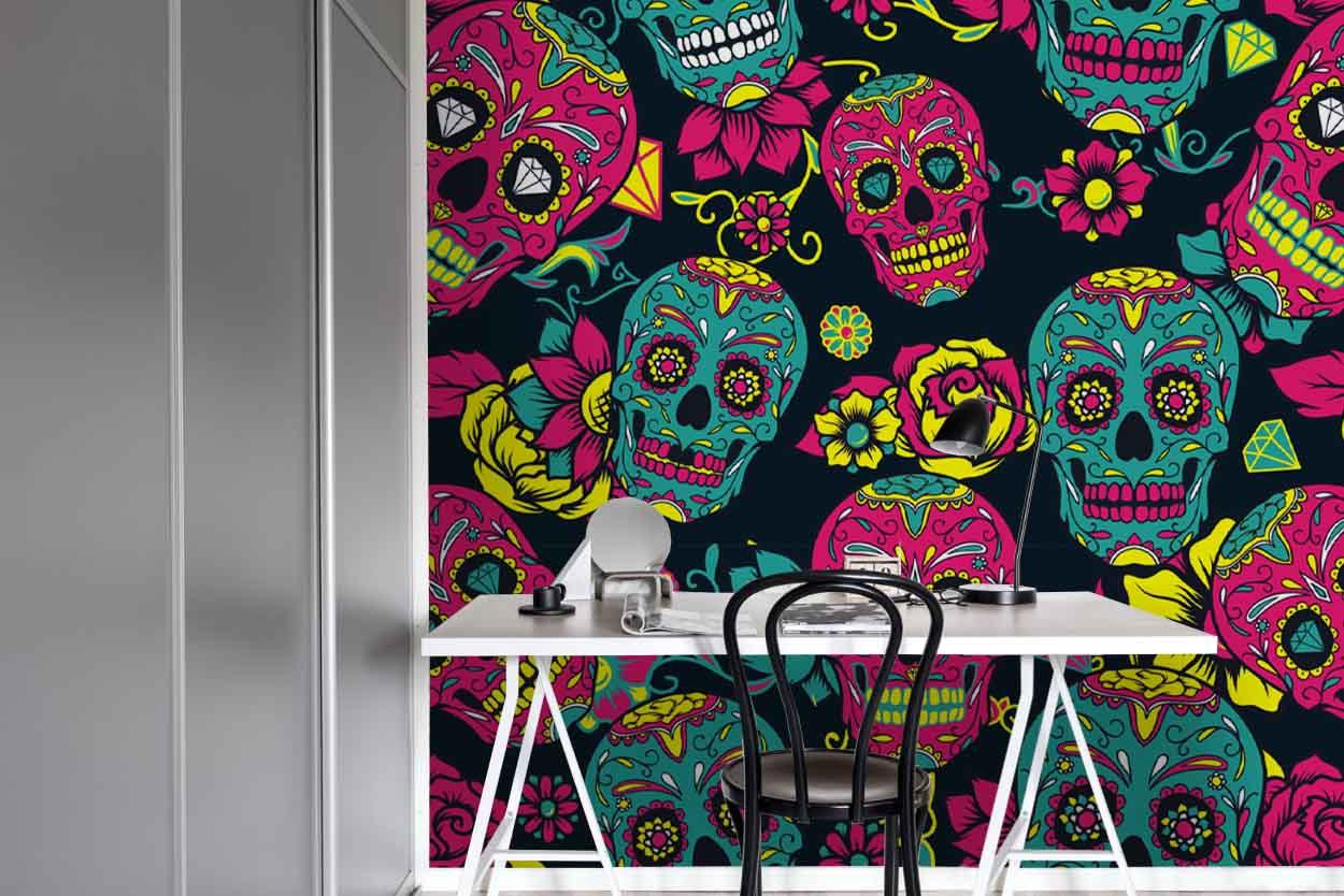 3D Floral Skull Wall Mural Wallpaper 29- Jess Art Decoration