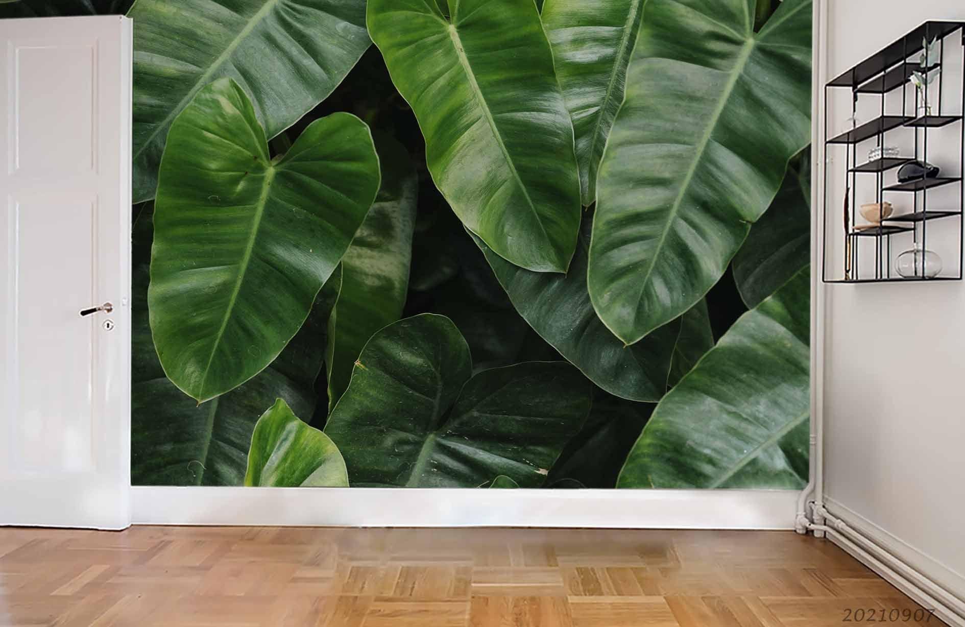 3D Tropical Green Plant Leaf Wall Mural Wallpaper LQH 267- Jess Art Decoration