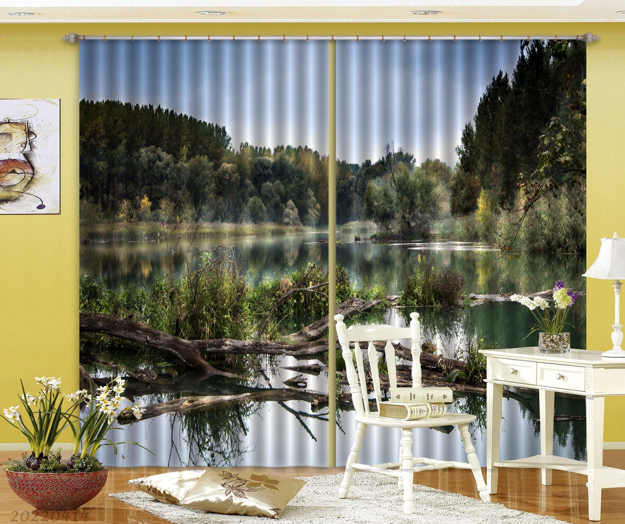 3D Landscape Nature Forest Wilderness River Curtains and Drapes GD 4087- Jess Art Decoration