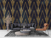 3D Black Gold Geometric Lines black gold geometric line pattern wall mural wallpaper for living room - view 4