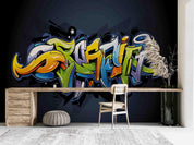 Graffiti Alphabet Pattern Wallpaper typography graffiti wall mural for teen room or studio - view 4