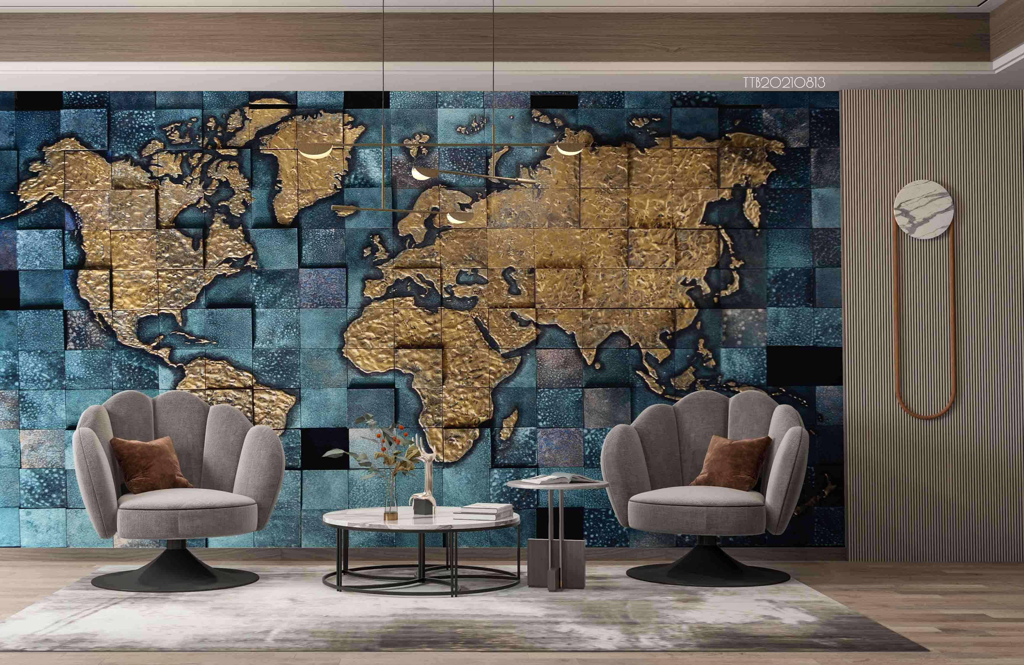 3D Mosaic Marble Abstract Map World Wall Mural Wallpaper 5101- Jess Art Decoration