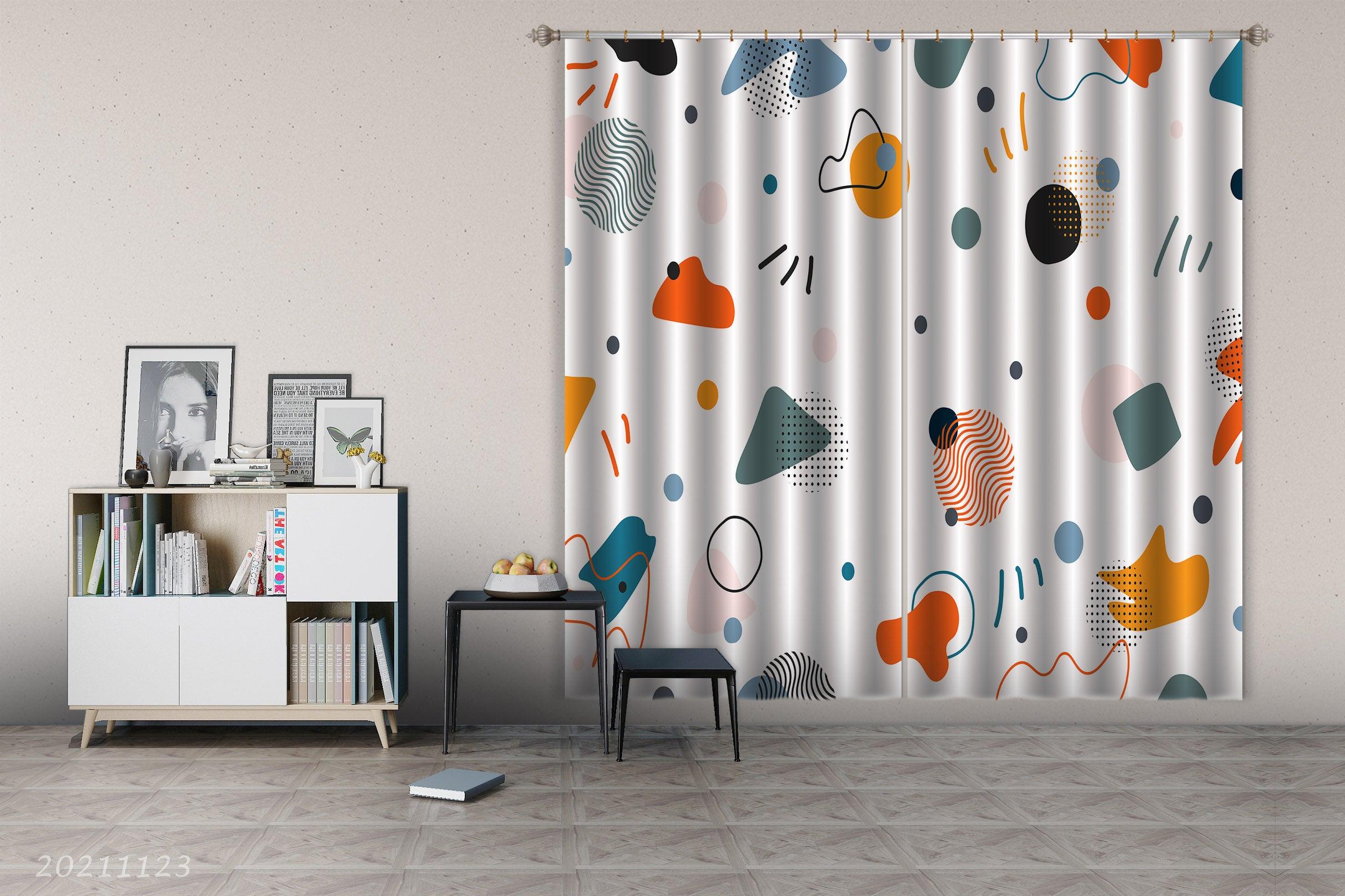 3D Abstract Color Geometry Curtains and Drapes LQH 167- Jess Art Decoration