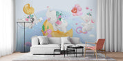 3D Cute Cartoon Elephant Moon Wall Mural Wallpaper A021 LQH- Jess Art Decoration