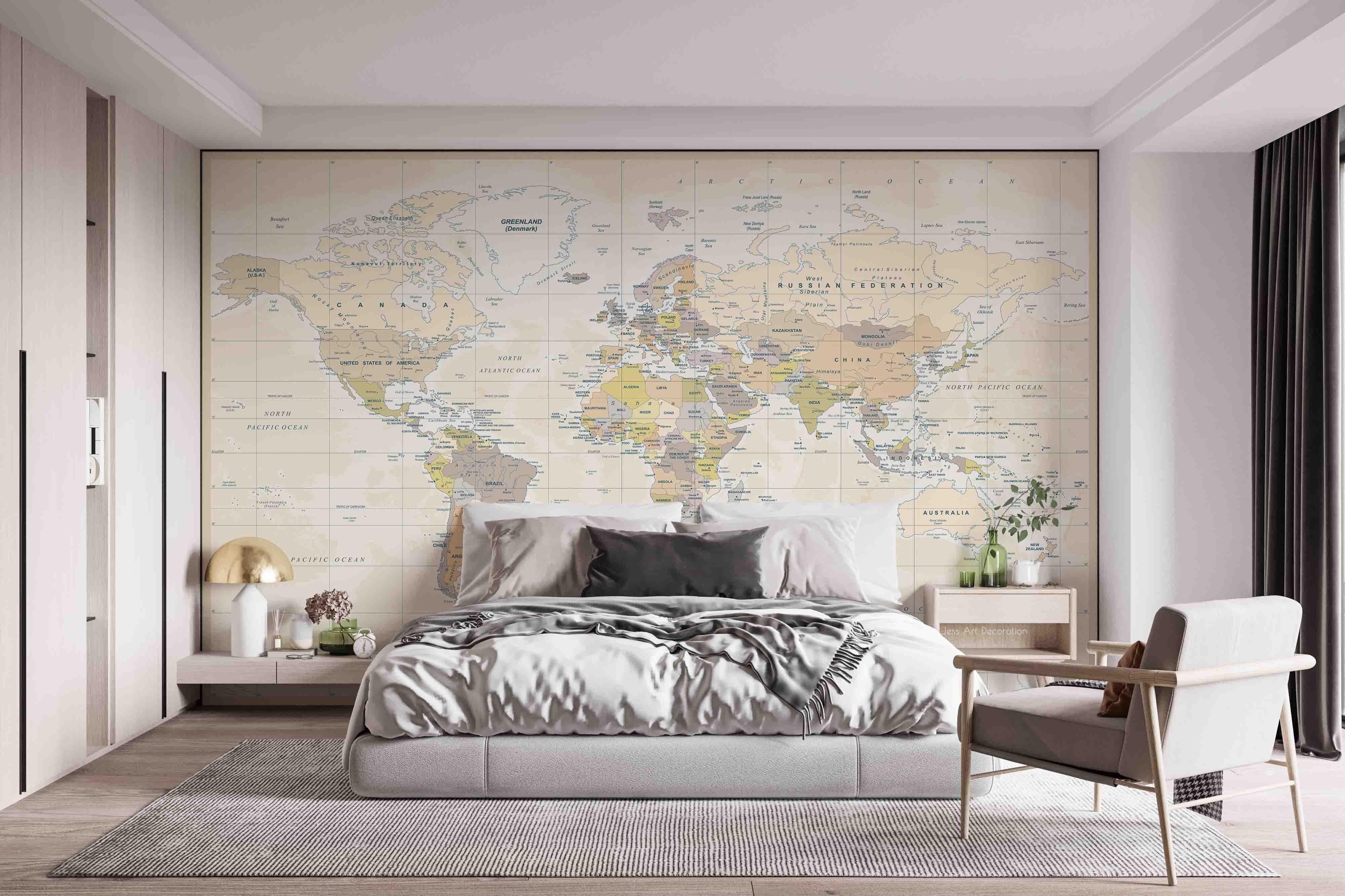 3D Vintage World Map Wall Mural Wallpaper GD 2488- Jess Art Decoration