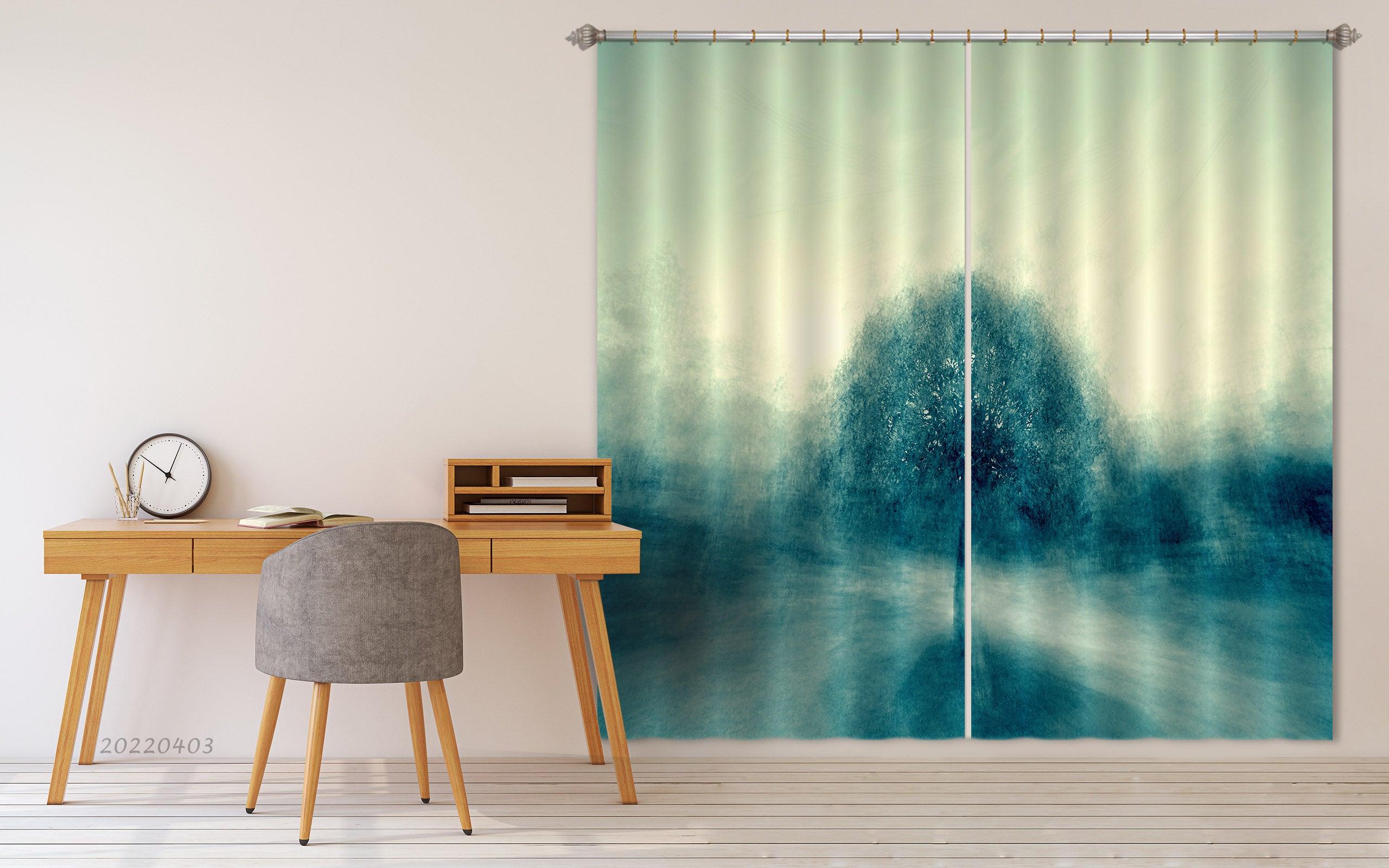 3D Abstract Blue Texture Pattern Curtains and Drapes GD 3304- Jess Art Decoration