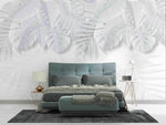 3D White Leaves Pattern Mural Wallpaper WJ 1383- Jess Art Decoration