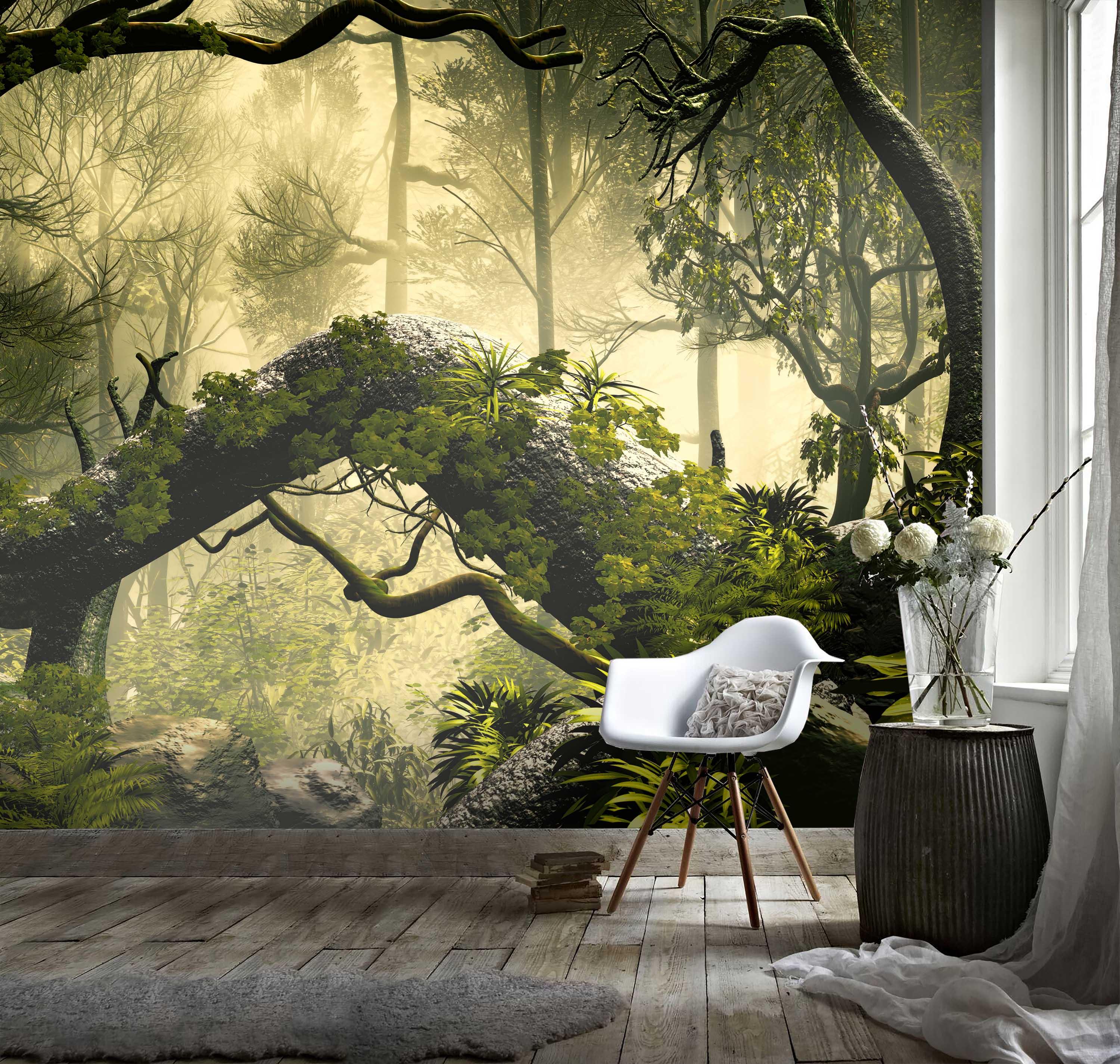 3D Jungle Sunrise Wall Mural Wallpaper 41- Jess Art Decoration