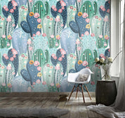 3D Hand Drawn Creative Tropical Plant Prickly Pear Flower Oil Painting Wall Mural Wallpaper GD 1797- Jess Art Decoration