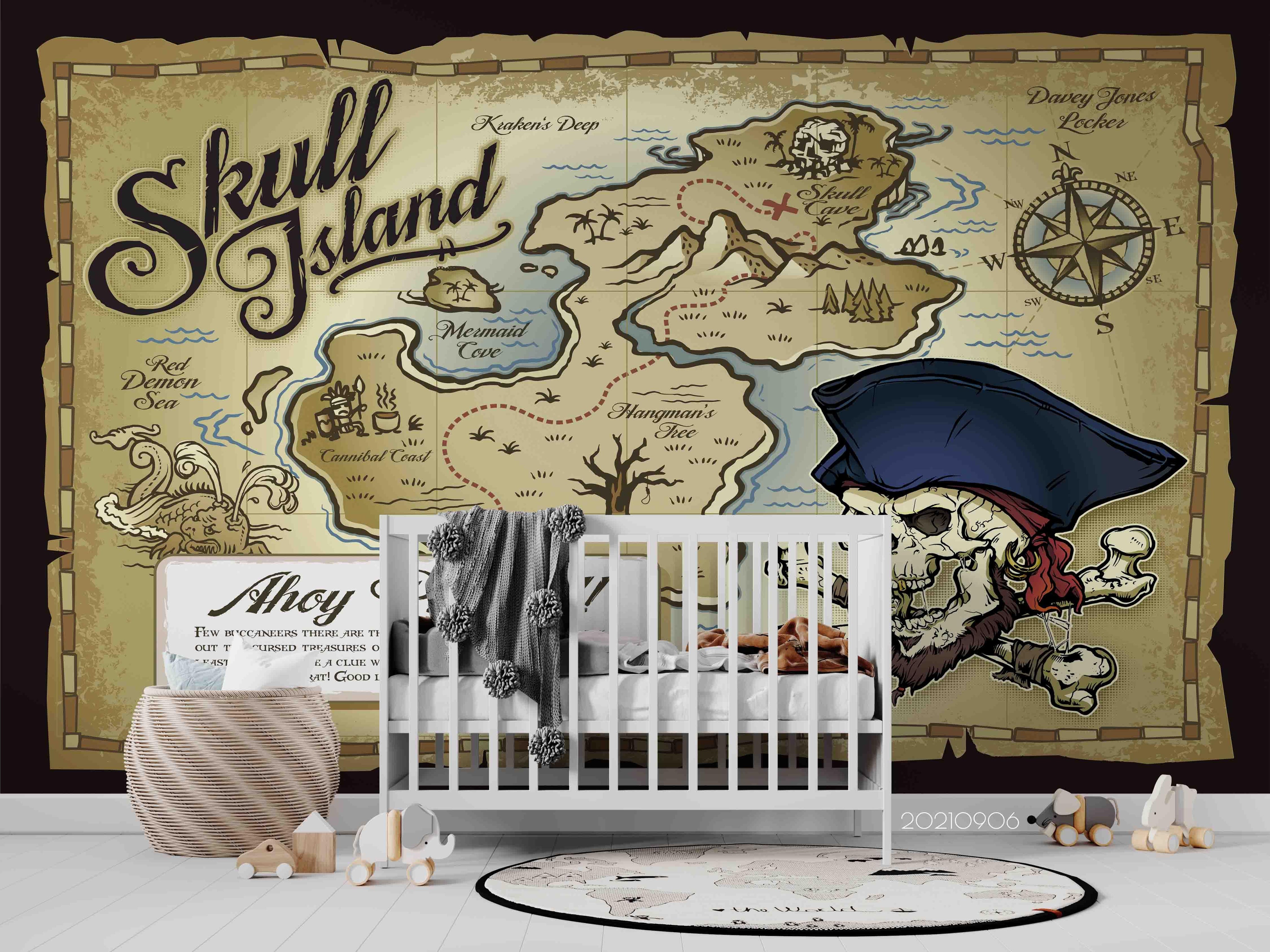 3D Nautical Pirate World Map Wall Mural Wallpaper LQH 538- Jess Art Decoration