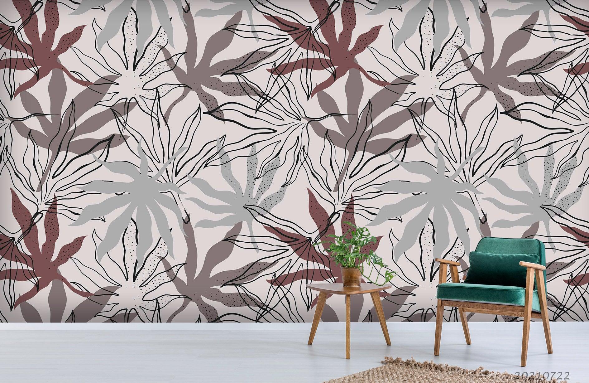 3D Hand Drawn Maple Leaf Pattern Wall Mural Wallpaper LQH 196- Jess Art Decoration