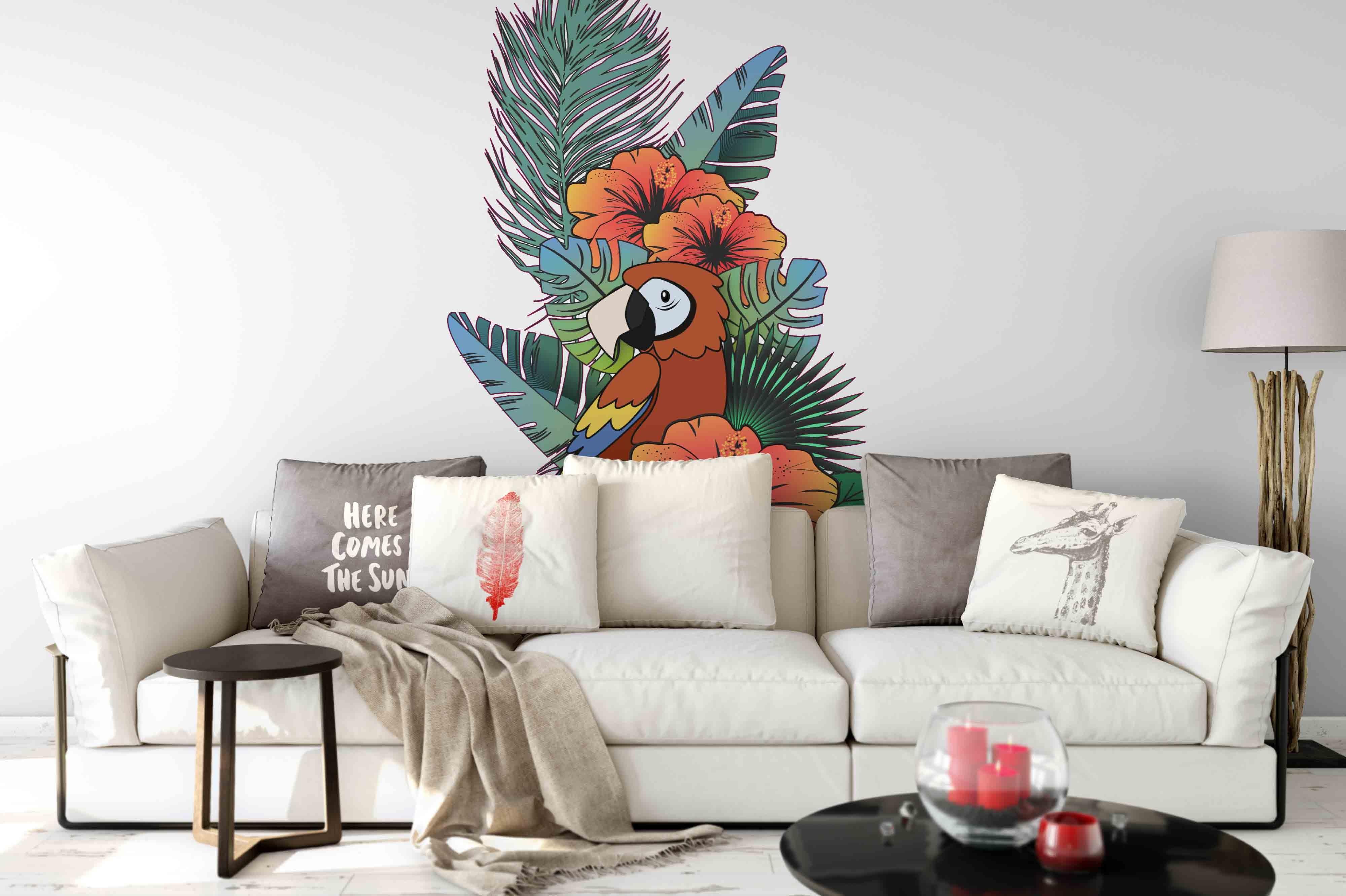 3D Floral Leaves Parrot Wall Mural Wallpaper 54- Jess Art Decoration