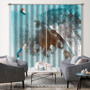 3D Aerial View Ocean Reef Ship Landscape Curtains and Drapes GD 4301- Jess Art Decoration
