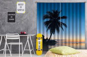 3D Coconut Tree Sea Sunrise Scenery Curtains and Drapes GD 2107- Jess Art Decoration