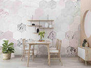 3D Pink Geometric Hexagon Wall Mural Wallpaper LQH 29- Jess Art Decoration