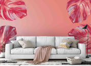 3D pink leaves wall mural wallpaper 4- Jess Art Decoration