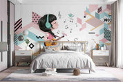 3D Cartoon Girl Music Illustration Wall Mural Wallpaper LQH 28- Jess Art Decoration