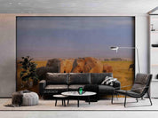 3D  Africa Grassland Elephant Dusk Wall Mural Wallpaper SWW1694- Jess Art Decoration
